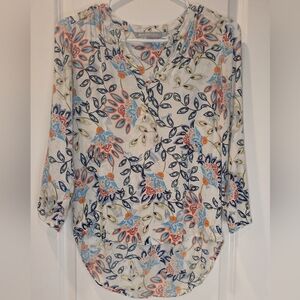 Daniel Rainn Floral Boho Blouse PXS Petite 3/4 Sleeve